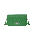 Grass green sequined underarm bag with silver twist lock and minimalist shoulder strap - Green