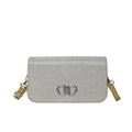Silver glitter crossbody bag with metallic clasp and light gold leather strap - Gold
