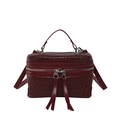 Borsa a tracolla bordeaux intrecciata a mano con doppia cerniera e stile a scatola - Rosso