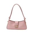 Sac baguette minimaliste rose avec sangle nouée et boucle métallique dorée - Rose