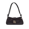Sac baguette marron chocolat élégant avec fermoir doré et bandoulière à nœuds chic - Marron