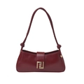 Sac baguette rouge foncé élégant avec détails de nœuds et boucle dorée chic - Bordeaux