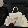 Bolso de mano blanco acolchado en polipiel con cierre dorado y correa desmontable - Blanco