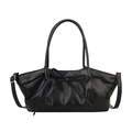 Elegante borsa tote nera plissettata con fiocco e tracolla regolabile rimovibile - Nero