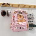 Zaino rosa per bambina con illustrazione di orso e testo Lucky Life su gancio in legno - Stile Orso Fortunato Rosa (Stile 2)