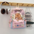 Zaino scolastico rosa e blu con orsetto appeso a un gancio in legno, stile campus - Stile Orso Patchwork Rosa Blu (Stile 1)