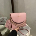 Pink crossbody shoulder bag with chain detail and matching coin purse set - Pink