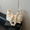 Sac fourre-tout floral blanc ivoire avec bandoulière à volants élégante - Rouge