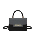 Elegante bolso de mano en gris y negro con costuras en contraste y cierre dorado - Negro
