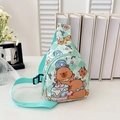 Riñonera infantil verde menta a cuadros con dibujos de osos y fresas para niños - Verde