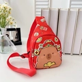 Riñonera roja de Capibara para niños con diseño tradicional del sombrero Caishen - Rojo