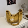 Sac croissant en velours côtelé jaune avec un petit porte-monnaie rond détachable - Jaune