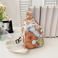 Kinder Cartoon Capybara Brusttasche mit Glücksdruck und verstellbarem Gurt - Khaki