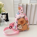 Rosa Capybara Kinder Brusttasche mit verstellbarem Riemen und Cartoon-Print - Rosa Stil 1