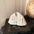 Creative jacket-shaped crossbody bag in cream white PU leather with silver chain - White