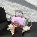 Mini sac à main lavande et argenté avec poignée sculpturale en métal argenté - Violet