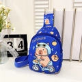 Bolso bandolera azul para niños con lindo estampado de Capibara y correa de nylon - Aguamarina