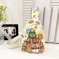 Bolso bandolera de cuadros amarillos para niños con dibujos de Capibara y cremallera - Amarillo