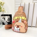Sac bandoulière marron pour enfants en nylon avec motif Capybara et sangle réglable - Marron