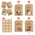 Pack de 24 bolsas de regalo de Navidad en papel kraft con diseños festivos y pegatinas - Estilo de Ilustración de Papá Noel Muñeco de Nieve Reno (S716) / Juego de 24