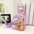 Sac bandoulière violet pour enfants avec motif ours et sangle réglable - Mauve Clair