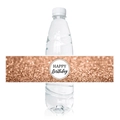 Rosegoldene Glitzer Happy Birthday Wasserflaschen-Aufkleber für Party-Dekoration - Roségold Glitzer HAPPY Birthday (T7722-4)