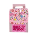 Scatola regalo rosa Back to School con illustrazioni scolastiche e comoda maniglia - Stile Rosa (747# Scatola di Caramelle Rossa)