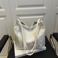 Elegant ivory tote bag with delicate lace butterfly embroidery and silk tassel detail - No Pendant / White