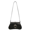 Bolso de hombro minimalista en cuero sintético negro con hebilla de herradura plateada - Negro