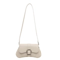 Bolso de hombro minimalista blanco crema con hebilla de metal plateado de herradura - Blanco