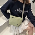 Bolso bandolera de lona estilo japonés en nylon verde claro con correa ajustable - Verde