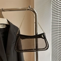 Minimalist translucent smoke grey PVC shoulder bag with elegant gold chain strap - Black