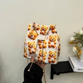 Sac seau mignon imprimé ours avec chaîne dorée, sac à main tendance pour l'été - Ours en peluche