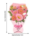3D pop-up flower bouquet thank you greeting card with pink blossoms and ribbon, 17x12cm - With Envelope / Pink