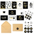 Set de 12 tarjetas de graduación con sobres de kraft y sellos adhesivos dorados - Juego de tarjetas de felicitación de graduación S668 (con sobres) / Juego de 6 con sobres