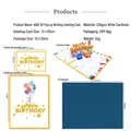 Biglietto di compleanno 3D Pop-up con testo dorato glitterato e busta blu - Set Biglietti Auguri 3D (s684)