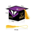 Doctoral hat graduation gift box with yellow tassel and Happy Graduation text design - Purple