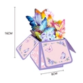 Biglietto d'auguri pop-up 3D con farfalle e fiori viola, 16cm altezza e 8cm larghezza - Stile Farfalla Fiore Viola (s664)