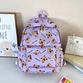 Light purple casual backpack with cute cartoon capybara patterns and durable material - Purple