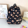 Black casual backpack with cute Capybara cartoon prints and durable zipper pockets - Black