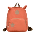 Cute orange cartoon bear backpack for children with 3D ears and star patch detail - Orange