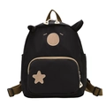 Cute black cartoon bear mini backpack with khaki star decoration for girls - Black