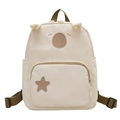 Mini zaino beige a forma di orsetto per bambine con dettagli a stella - Bianco avorio