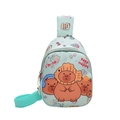 Borsa a tracolla verde menta per bambini con simpatico capibara e cinturino regolabile - Verde