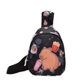 Marsupio nero per bambini con stampa capybara e tracolla regolabile in nylon - Nero
