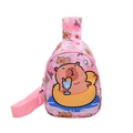 Marsupio rosa a scacchi per bambini con simpatiche grafiche di capibara e anatra - Rosa
