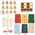 24-teiliges Weihnachts-Geschenktüten-Set mit Stickern, Anhängern, Klammern und Kordel - Klassischer Weihnachtsmann Stil (621+582+Rot Weiß Seil 24 Set)
