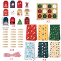 Komplettes 24er-Set Weihnachts-Adventskalender-Geschenktüten mit Anhängern und Clips - Lebkuchenmann Und Hirsch Stil (621+588+Rot Weiß Seil 24 Set)