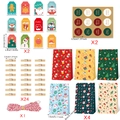 24-teiliges Weihnachts-Adventskalender-Geschenkbeutel-Set mit Etiketten - Eisbär Und Pinguin Stil (621+589+Rot Weiß Seil 24 Set)