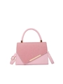 Mini borsa rosa elegante con patta a trama intrecciata e dettagli in metallo oro - Rosa
